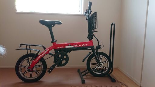 ミニ電動アシスト自転車 14インチタイヤ 折りたたみ レッド