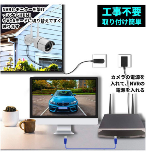 新品未使用】防犯カメラセット 防犯カメラ ワイヤレス ダブルアンテナ 