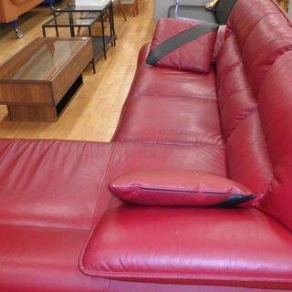 k339☆3pカウチソファ☆赤☆ワインレッド☆幅2400㎜☆近隣配達、設置可能