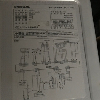 値引き⭐︎【直接引取歓迎】アイリスオーヤマ 7.5kgドラム式洗濯機 
