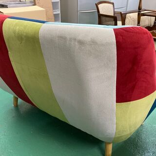 ☆2Pソファ☆パッチワーク モザイク カラフル 可愛い ファブリック 