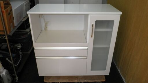 k401☆キッチンカウンター・レンジボード☆中村家具☆ホワイト☆幅1050㎜☆食器棚☆近隣配達、設置可能