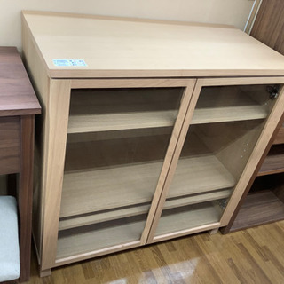 キャビネット 無印良品 2枚扉 ナチュラル ハガレ有り オーク材 351