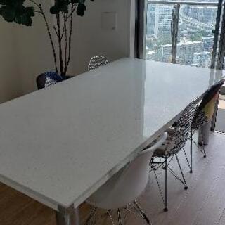 8人掛けテーブル】希少品！美品！大理石調のキレイなホワイトダイニング☆