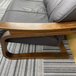 値下げ FUJI FURNITURE製 本革 2人掛けソファ 幅1550、座面内寸