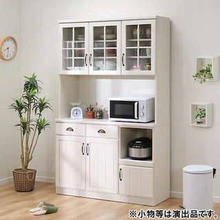 【ネット決済・配送可】キッチンボード　食器棚　白家具