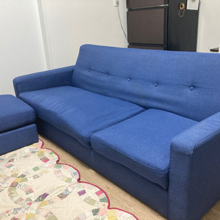 【ネット決済】中古3年 家具 ソファ 2人がけ3人がけ 青