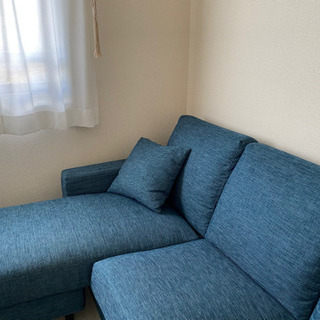 ターコイズブルー 3人がけL字ソファー ニトリ
