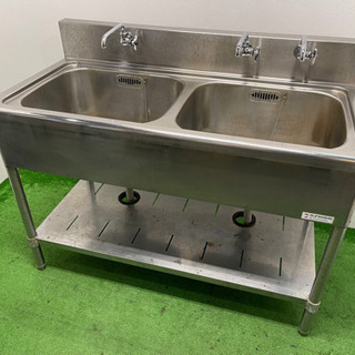 業務用　ステンレス　2層シンク流し台　蛇口付き　店舗　飲食店　Ｗ１２００ｘＤ６００ｘＨ８００ｍｍ