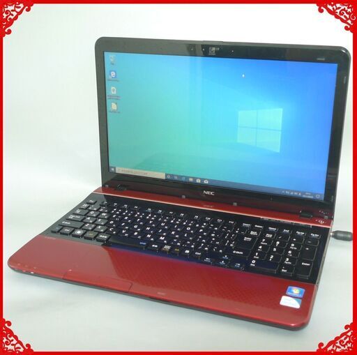 赤色 ノートパソコン Windows10 中古動作良品 15.6型 NEC PC-LS150HS6R Pentium 4GB 640G DVDマルチ 無線 webカメラ Office 即使用可