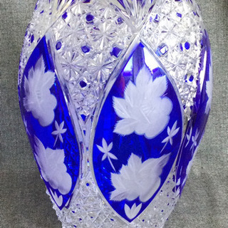 【ポーランド製 POLONIA クリスタル花瓶】色被せ切子 高さ24cm 美品 ポーランド製 POLONIA クリスタル花瓶】色被せ切子 高さ24cm 美
