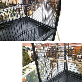 【苫小牧市内・札幌近郊限定】鳥かご 大型 屋根付き 鳥小屋 バードケージ 二部屋式 キャスター付き 高さ167.5㎝  苫小牧西店