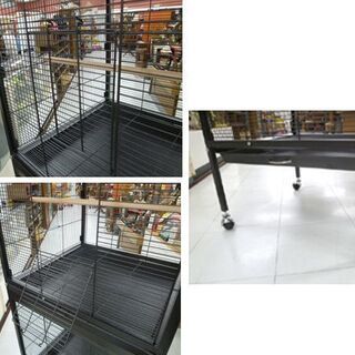 【苫小牧市内・札幌近郊限定】鳥かご 大型 屋根付き 鳥小屋 バードケージ 二部屋式 キャスター付き 高さ167.5㎝  苫小牧西店