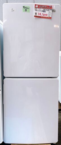 激安通販  ☆中古 激安！！ Haier　ハイアール　148㍑2ドア冷蔵庫　2018年製　JR-NF1488型　幅50cmｘ奥行60cmｘ高さ128cm　【BBH030】￥14,300！！ 冷蔵庫