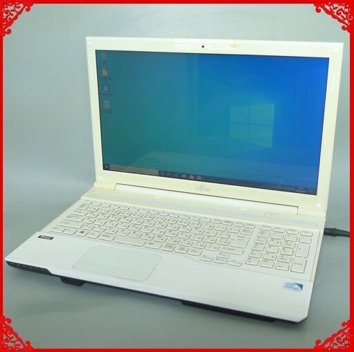 即使用可 ホワイト 白 ノートパソコン 中古美品 15型 富士通 AH42/K Pentium 4GB 750GB DVDマルチ 無線 Bluetooth Windows10 Office
