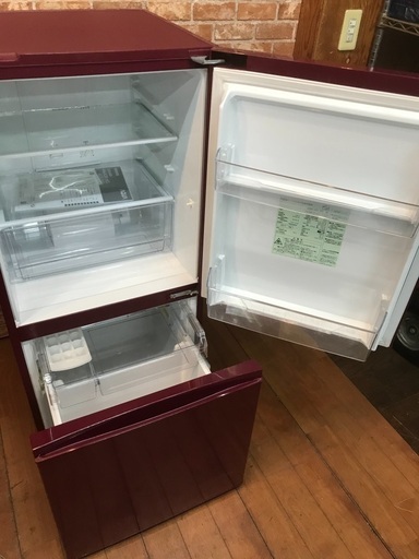 2017年 AQUA アクア 2ドア 157L ノンフロン 冷凍冷蔵庫 AQR-16G(R  