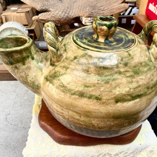 中古 巨大 茶瓶 急須 陶器 置物 飾り物 高さ約32㎝ (雑1...
