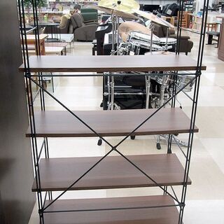 札幌市/清田区　4段 スチールラック① シェルフ アイアン ラック ブラウン  スチールシェルフ 収納