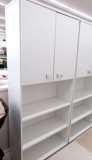 札幌市/清田区 キャビネット 書庫 書類棚 オフィス 事務 書類 収納 鍵なし ホワイト