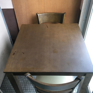 ダイニングテーブル3点セット　椅子2セット付き　正方形　キッチン...