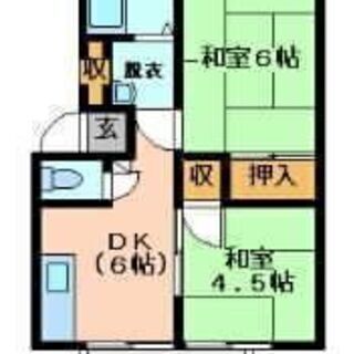 ●富山大学五福地区　2LDK、ネット無料。家電付可、駐車場２台可。