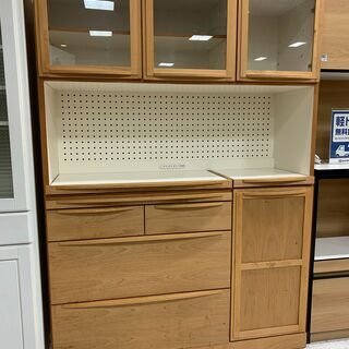 レンジボード　広松木工3枚扉　ナチュラル　キズ、ヨゴレ側面割れあり　【トレファク南柏店】