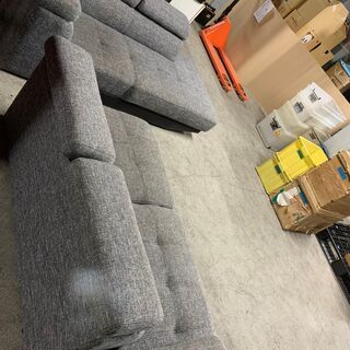 格安】L字 おしゃれ三人掛けソファー 2セット グレー×ブラック 早い