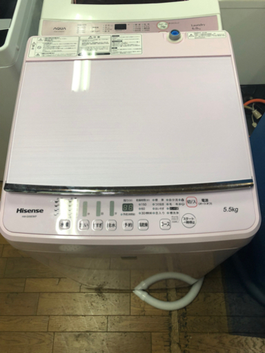 ☆2019年製　洗濯機 5.5kg ハイセンス　Hisense リユース美品　家電 中古 おしゃれ　ピンク　HW-G55E5KP