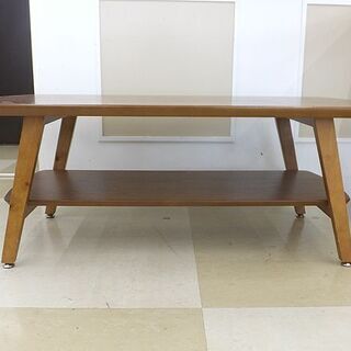 札幌市/清田区 NOCE/ノーチェ センターテーブル BF0777 ウォールナット カフェ風テーブル 棚板付き 美品!!