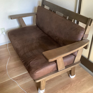 【美品】二人がけ　木製ソファー