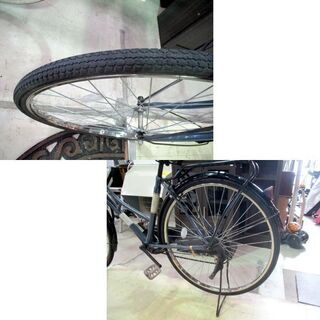 27インチ 自転車 カゴ、カギ付 変速なし シティサイクル グリーン ...