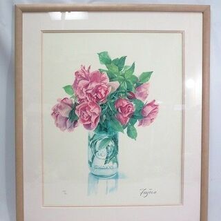 美品☆絵画 Fujico 橋本不二子 静物画 薔薇 リトグラフ ...