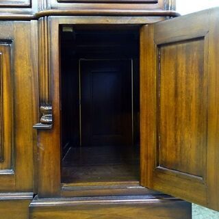 山口)下松市より　アンティーク調 木製デスク 革張り天板 レザートップ　BIZHH12H