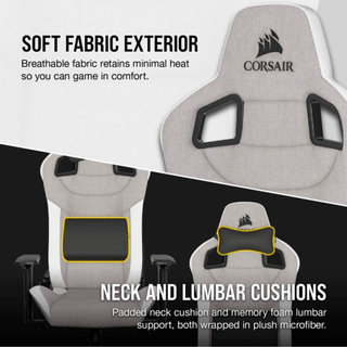 CORSAIR T3 RUSH Gray/White ゲーミングチェア オフィスチェア デスクチェア ゲーム用チェア リクライニング パソコンチェア PUレザー 高さ調整 リクライニング (CF-9010030-WW)