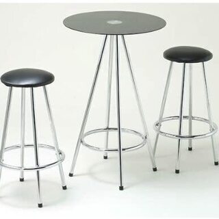 【無料】円形ガラステーブル・椅子２脚セット