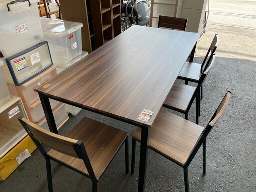 【リサイクルショップどりーむ荒田店】9191　ダイニングテーブルセット　椅子5脚　キズ等あり