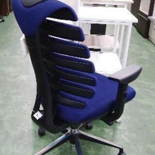 中古 NITORI ニトリ オフィスチェア 肘あり ワークチェア エルゴクエスト ヘッドレストあり ネイビー 肘有り 肘つき デスクチェア