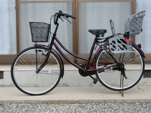 かご付き自転車 ママチャリ 26インチ 自転車用チャイルドシート付 OGK  自転車用チャイルドシート 後用 子供乗せ 3点式ベルト 新品自転車カバープレゼント 美品