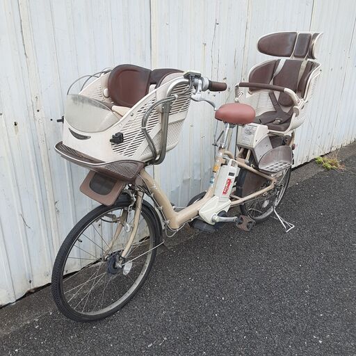 8月-8　電動アシスト自転車　ブリジストン　アンジェリーノミニ　充電器　バッテリー　鍵1本　3人乗り　電動自転車