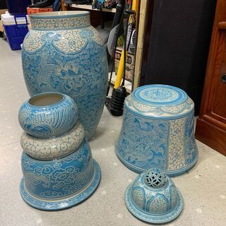 ☆来店限定☆▽飾り壺 東炎窯 唐草文 骨董品 陶器 【公式通販】