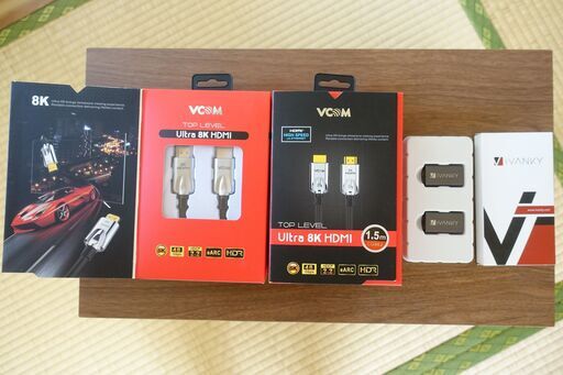 8K対応高級HDMIケーブル×２本+4K対応中継アダプター×２個(使用数分のみ超美品)