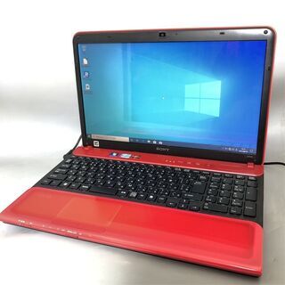 新品高速SSD 赤色 ノートパソコン 中古良品 Win10 15型ワイド SONY 