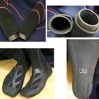 使用感少なめ★AXXE ドライスーツ 4mm フード付きフルスーツ レディース S～MSサイズ相当 ネイビー×ピンク サーフィン ボディボード ラッシュ 女性用 マリンスポーツ ウェットスーツ☆ PayPay(ペイペイ)決済可能 ☆ 札幌市 豊平区 平岸