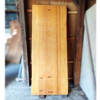 【格安！テーブル材】高級天然木　天板のみ　ベイマツ／米松／Oregon pine／長辺1950mm　３枚接ぎ　　※反り止め有