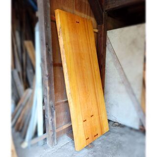 【格安！テーブル材】高級天然木　天板のみ　ベイマツ／米松／Oregon pine／長辺1950mm　３枚接ぎ　　※反り止め有