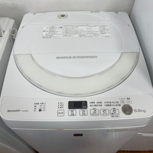 送料・設置込み　洗濯機　5.5kg SHARP 2016年