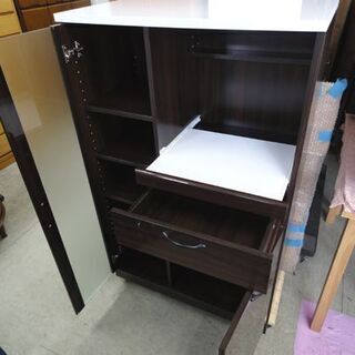 レンジボード 幅75×奥行39.5×高さ118cm キッチン収納 ミドルレンジボード レンジ台 木目調 ブラウン 札幌市 中央区 レンジボード 幅75×奥行39.5×高さ118cm キッチン収納 ミドル