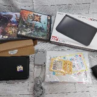 3ds LL 本体ブラック  モンハン系ソフト３本付き