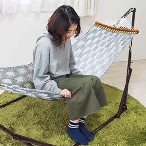 自立式ゆるふわハンモックノーマルタイプしろくまパウダーブルー