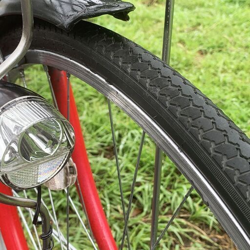 ■自転車 27インチ 6段変速 LEDオートライト（変速レバーと変速ワイヤーは新品に交換済）